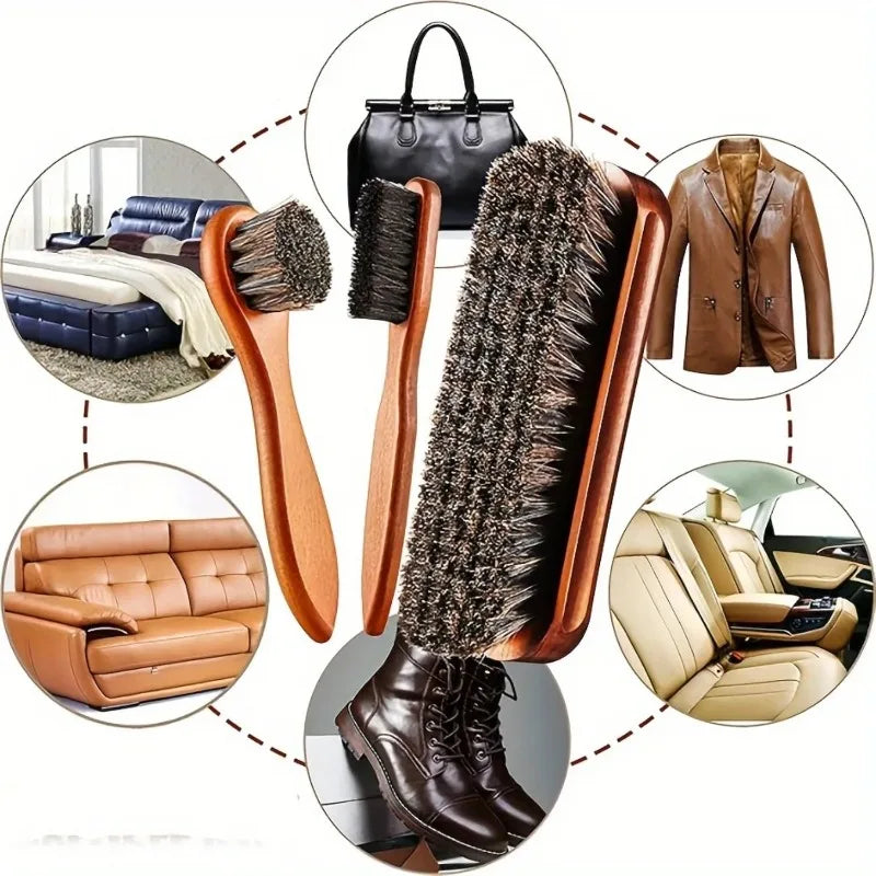 Horsehair Shine Shoes Brush Polish Dauber Applicators Cleaning Qme