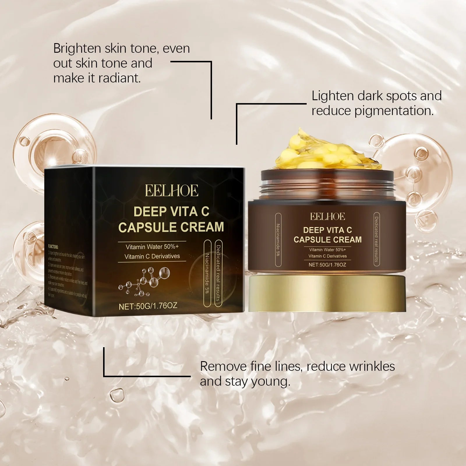 Nicotinamide Cream Capsules Brightening Hydrating Fade Dark Spot Lightening Melasma Even Skin Tone Shrink Pore Vitamin C Cream Qme