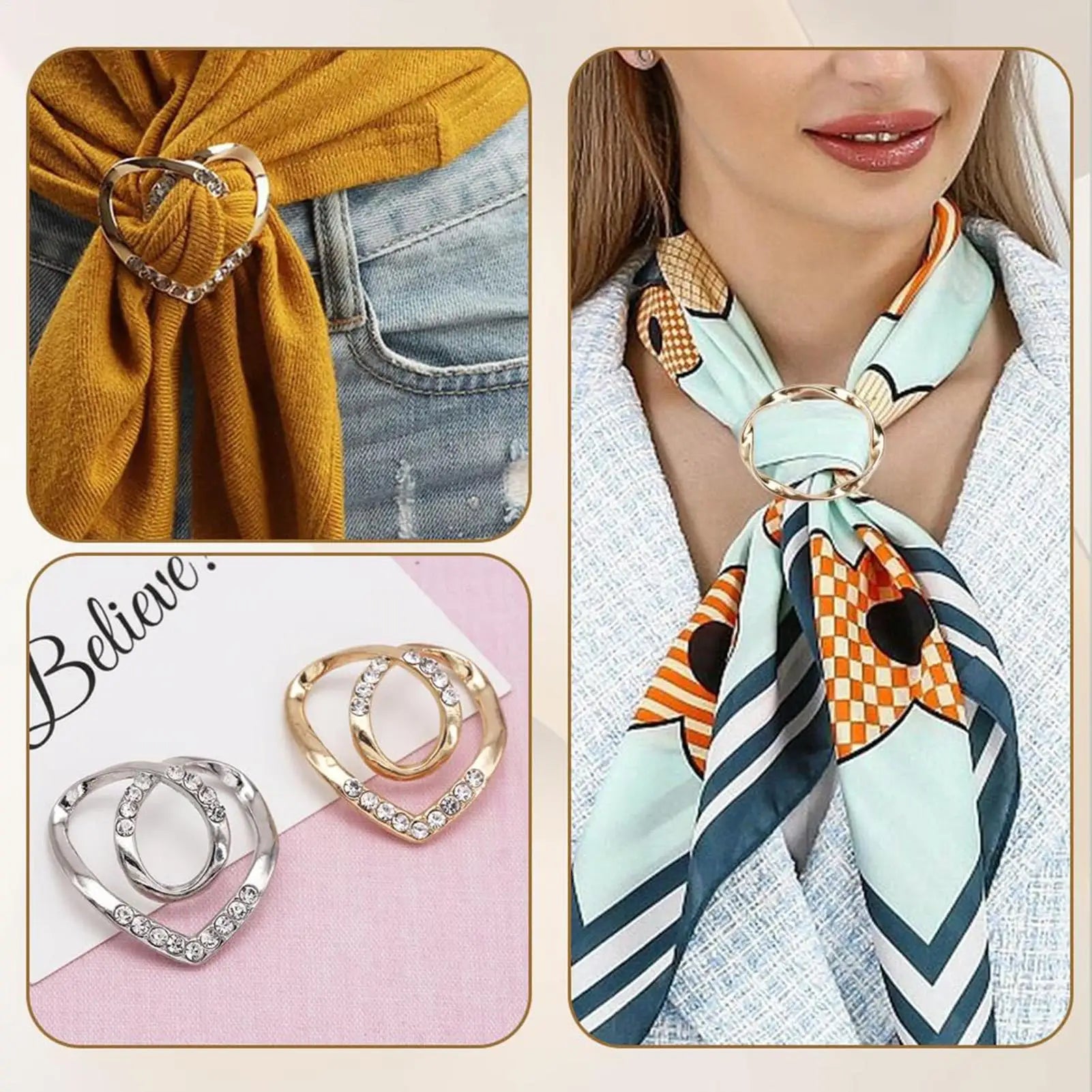 4pcs/Set Buckle Clothes For Women T-Shirt Tie Clips For Women Fashion Clothing Ring Wrap Holder Women Fashion Metal Buckle Qme