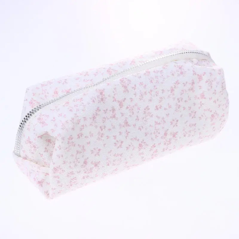 Pink Small Floral Pencil Case Handheld Pen Large Capacity Pouch Bag Qme