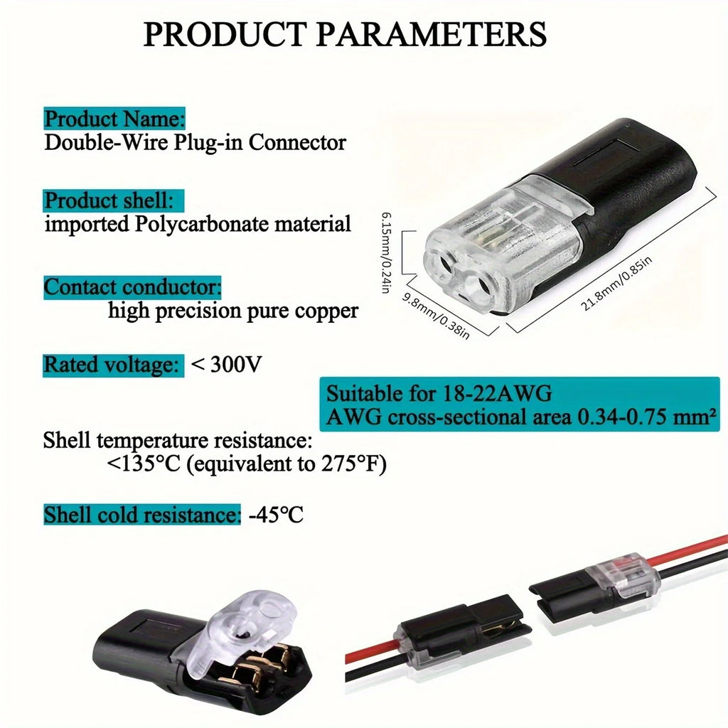 Electric Wire Connector No Stripping Quick Cable Connectors Detachable Automotive Terminal Connector LED Cable Buckle Connector Qme