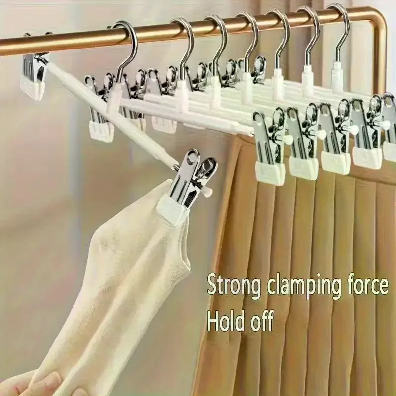 12Pcs Adjustable Metal Hangers With Clips Non-Slip Space-Saving For Pants/Skirts & All Garments Keep Clothes Tidy & Organized Qme