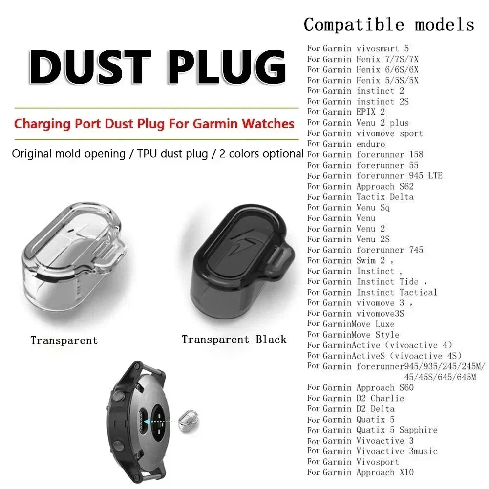 Charging Port Dustproof Plug Cover Protector Cap for Garmin Forerunner 955 945 255 Fenix 7 7S 7X 6 6S 6X TPU Clear Dust Cap Case Qme