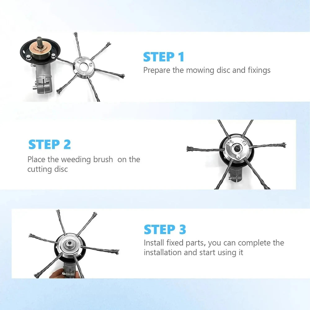 Lawn Mower Steel Wire Brush Head Heavy Duty Weeding Tool For Moss Rust Removing Driveway Sidewalk Outdoor Garden Cleaning Qme