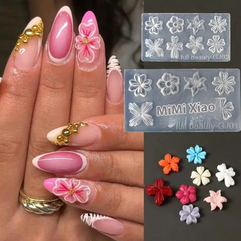 3d Flower Silicone Nail Mold Lily Five-petal Transparent Diy Art Qme