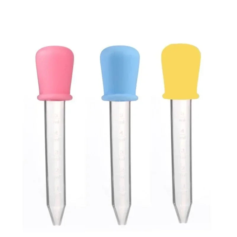 5Pcs 5ml Silicone Dropper Straw Baby Anti Choking Medication Dispenser Baby Food Aid Graduated Dropper Laboratory Experiment Toy Qme