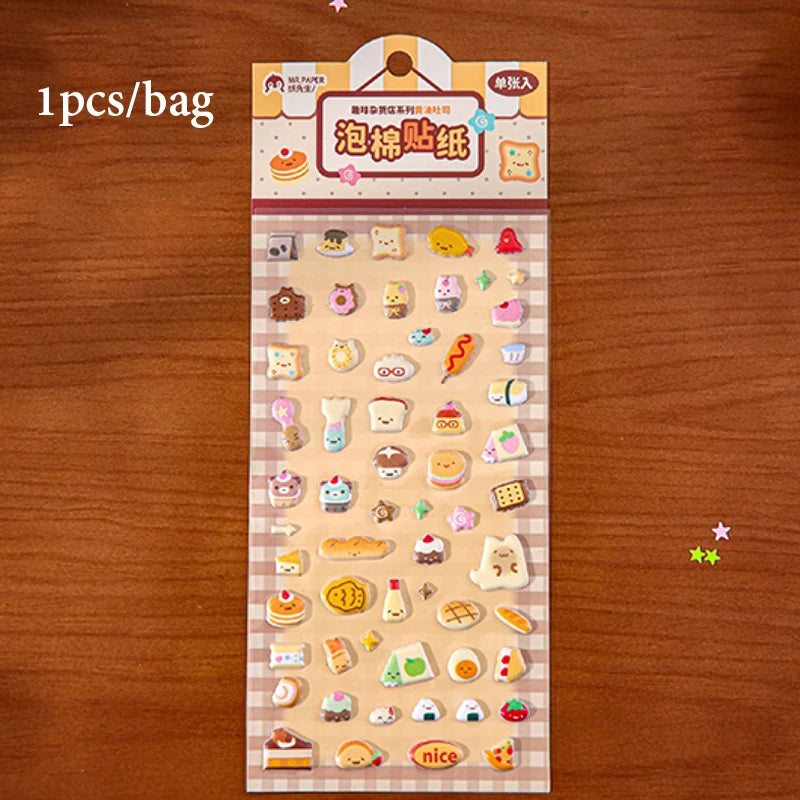 Cute & Healing Puffy Stickers, High-Value 3D Decorative Material for Journals & Guka, Must-Have for Student Stationery Lovers Qme