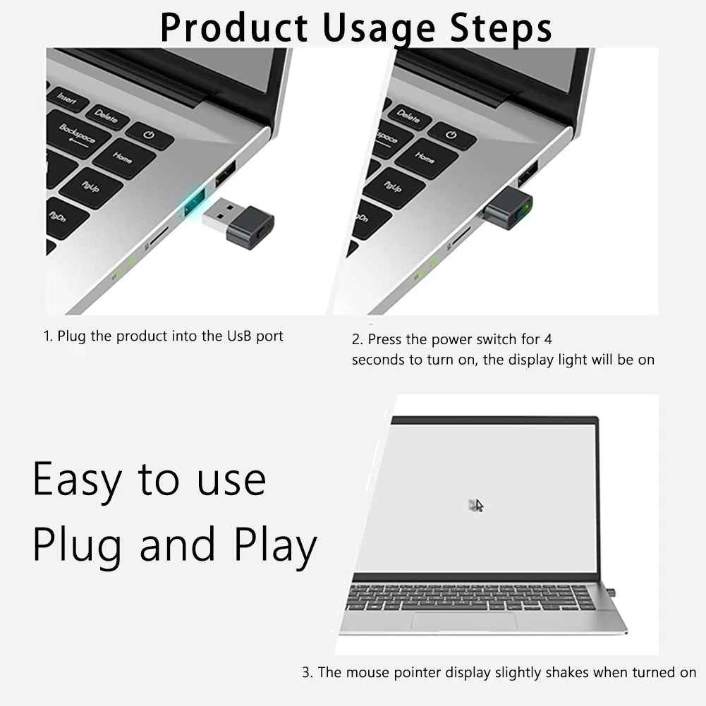 Mini Automatic Mouse Jiggler Mover ON/Off Button USB Automatic Move Cursor Undetectable Plug and Play Keeps Awake for Computer Qme