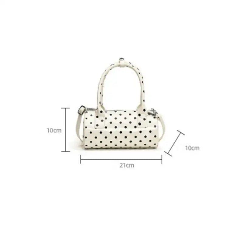 Korean Polka Dot Crossbody Bag Barrel Shape Mini Handle Purse Daily Casual Shoulder Bag Women's Cute Elegant Underarm Bag Qme