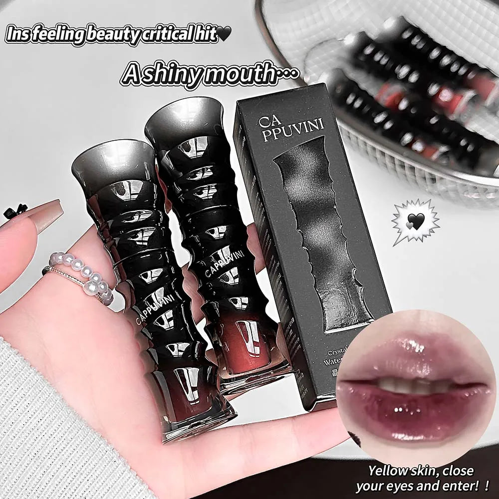 Crystal Lilac Lip Glaze Long Lasting Waterproof Pink Lip Tint Mirror Plumping Gloss Oil Non-stick Cup Natural Nude Jelly Makeup Qme