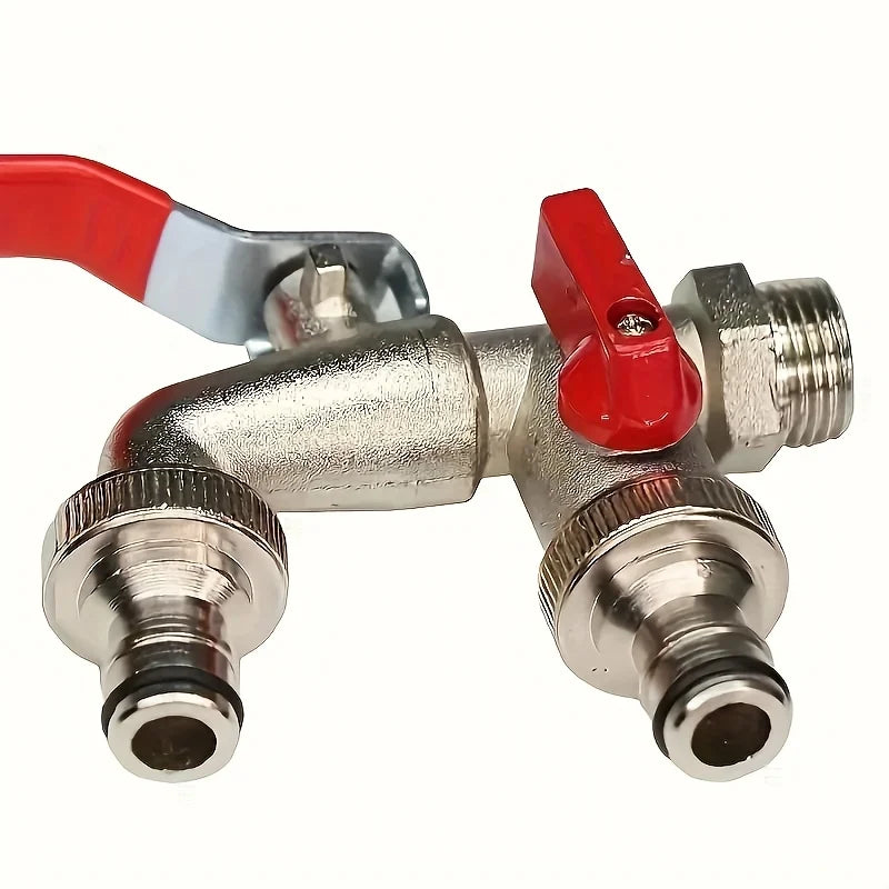 1Pc dual socket garden water pipe faucet, universal threaded multi-component outdoor faucet, compatible with sprinklers and wate Qme