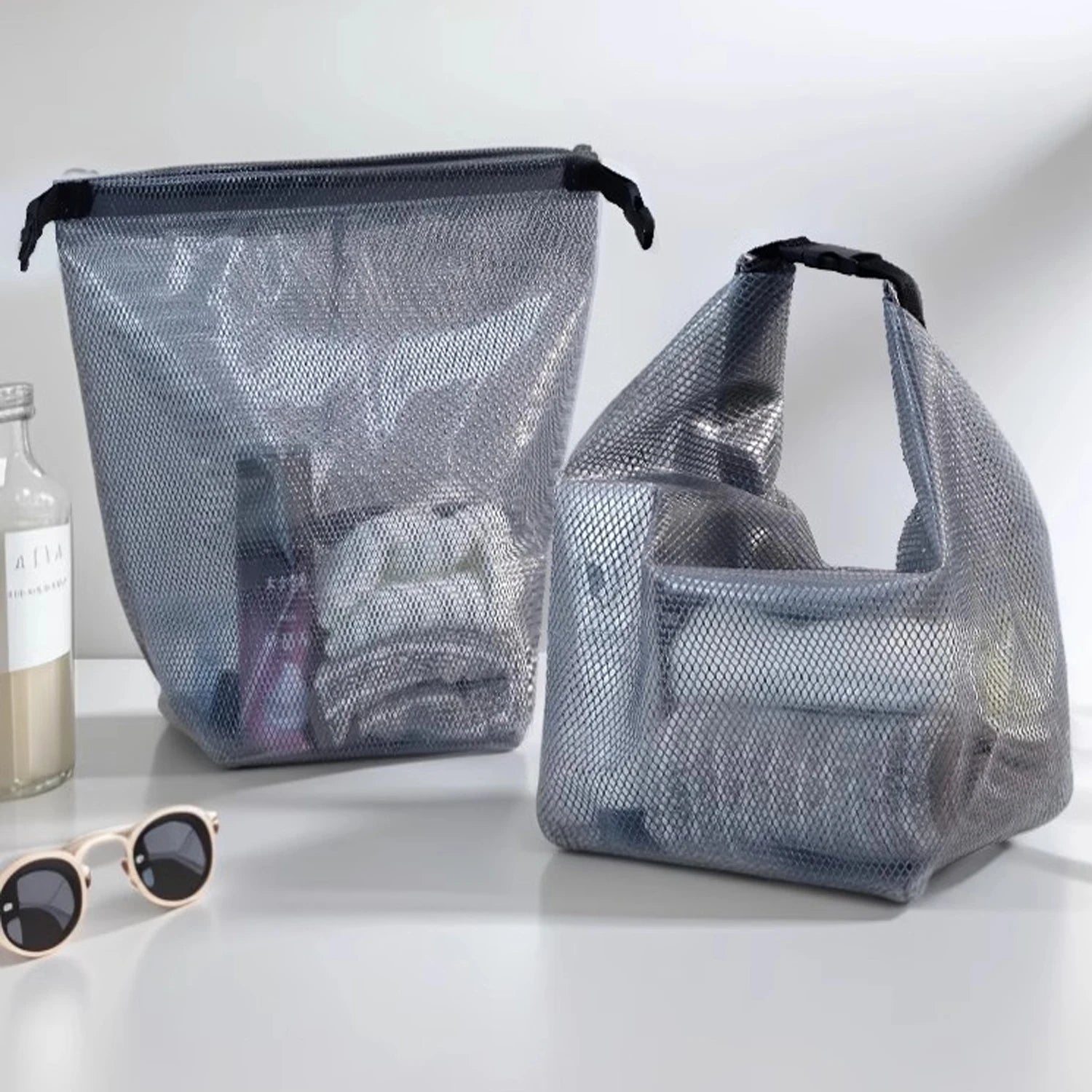 2-Pack Waterproof Travel Toiletry Bags Makeup Organizer Clear EVA Storage Pouch with Large Opening for Swimming Easy Carry Qme Grey SL S L