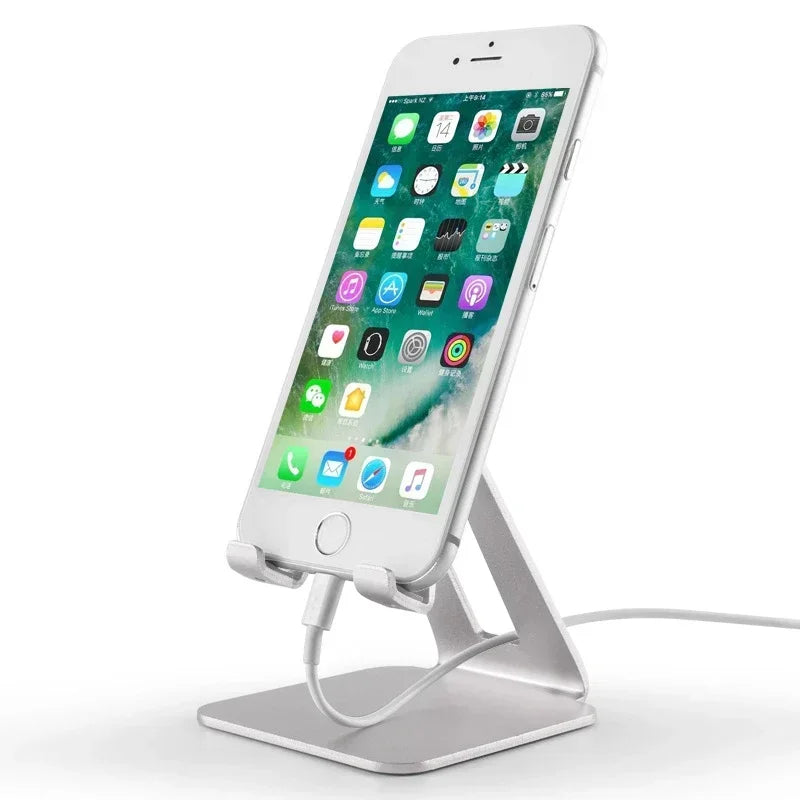 Desk Phone Holder Stand, Smartphone Support, Tablet Stand, Portable Mobile Holder Stand Qme Silver