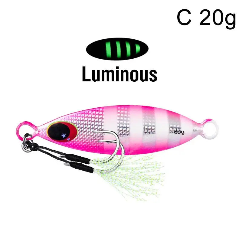 Metal Jig Spoon Lure Artificial Bait Shore Slow Jigging Hard Bass Qme C 20g