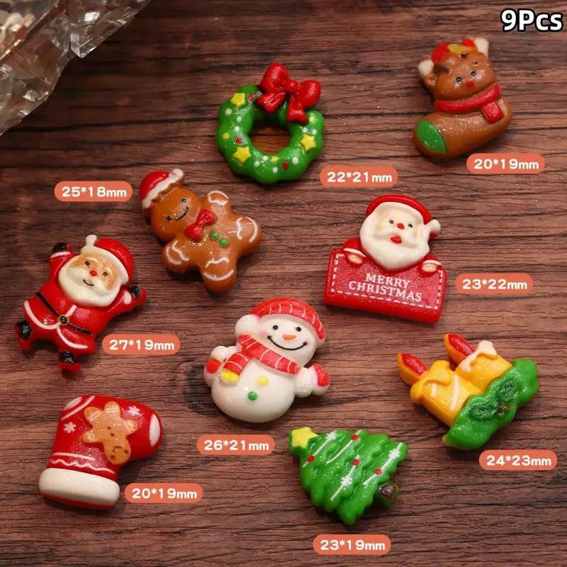 8/9Pcs Resin Christmas Fridge Magnets Cartoon Santa Claus Snowman Christmas Tree Refrigerator Magnet Decorations New Year Gift Qme A2