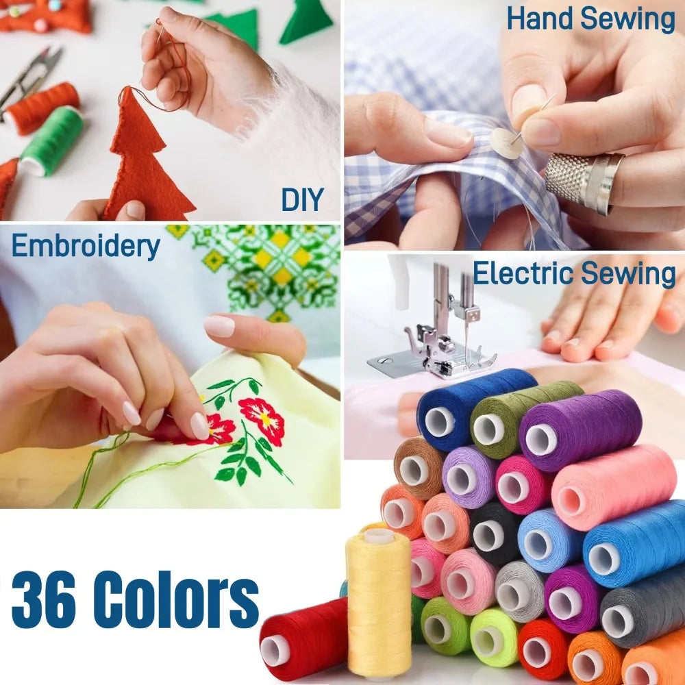 6 Rolls Polyester Sewing Thread Set Assorted Colors Polyester Sewing Machine Thread for Home DIY Manual and Mechanical Sewing Qme