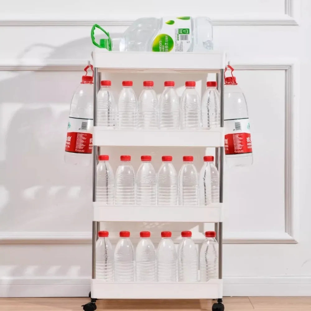 1pcs Movable Gap Storage Rack 3/4 Tier Rolling Utility Cart Storage Shelf Bathroom Organizer Kitchen Accessories Organizer Qme