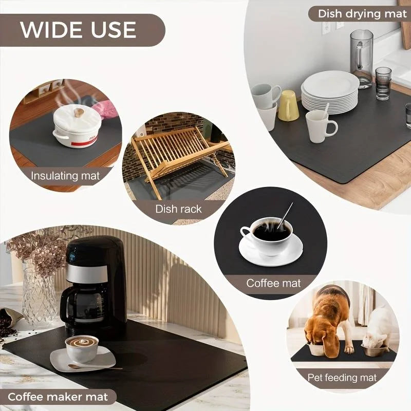Super Antiskid Large Kitchen Absorbent Draining Mat Super Absorbent Draining Coffee Dish Drying Mat Quick Dry Bathroom Drain Pad Qme