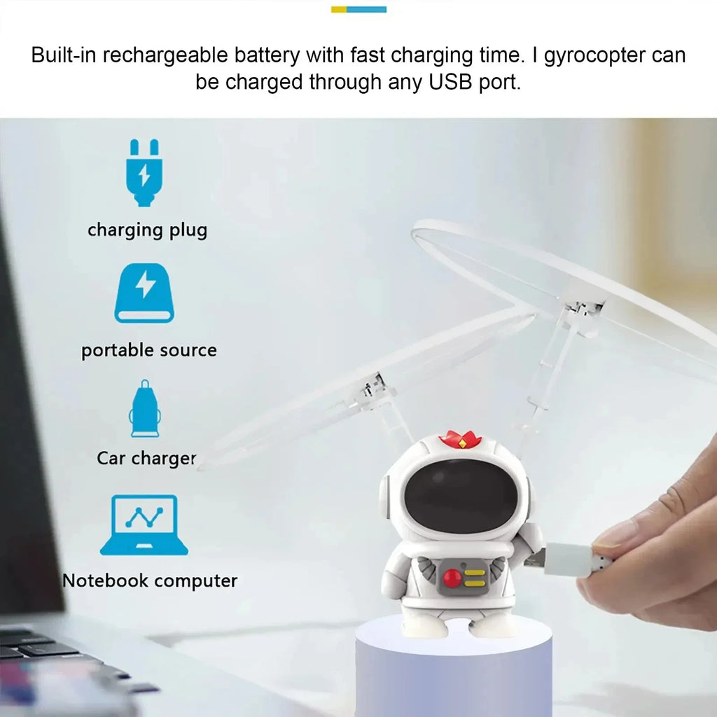 Creative Mini Astronaut Drone Cartoon Spaceman Flying Robot Toys with USB Charging Hand Control Helicopter Kid Boy Christma Gift Qme