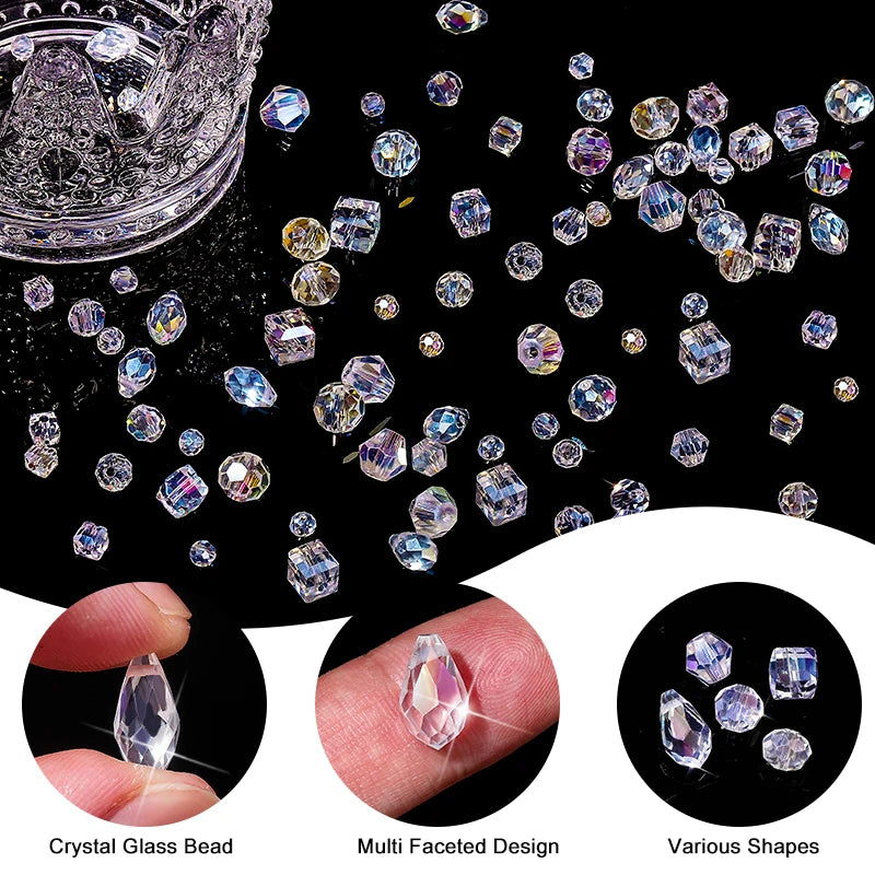 1000PCS Assorted Crystal Beads Kit Jewelry Beads Bulk with Container Box for DIY Necklace Bracelet Earring(4/6/8mm, AB Color) Qme