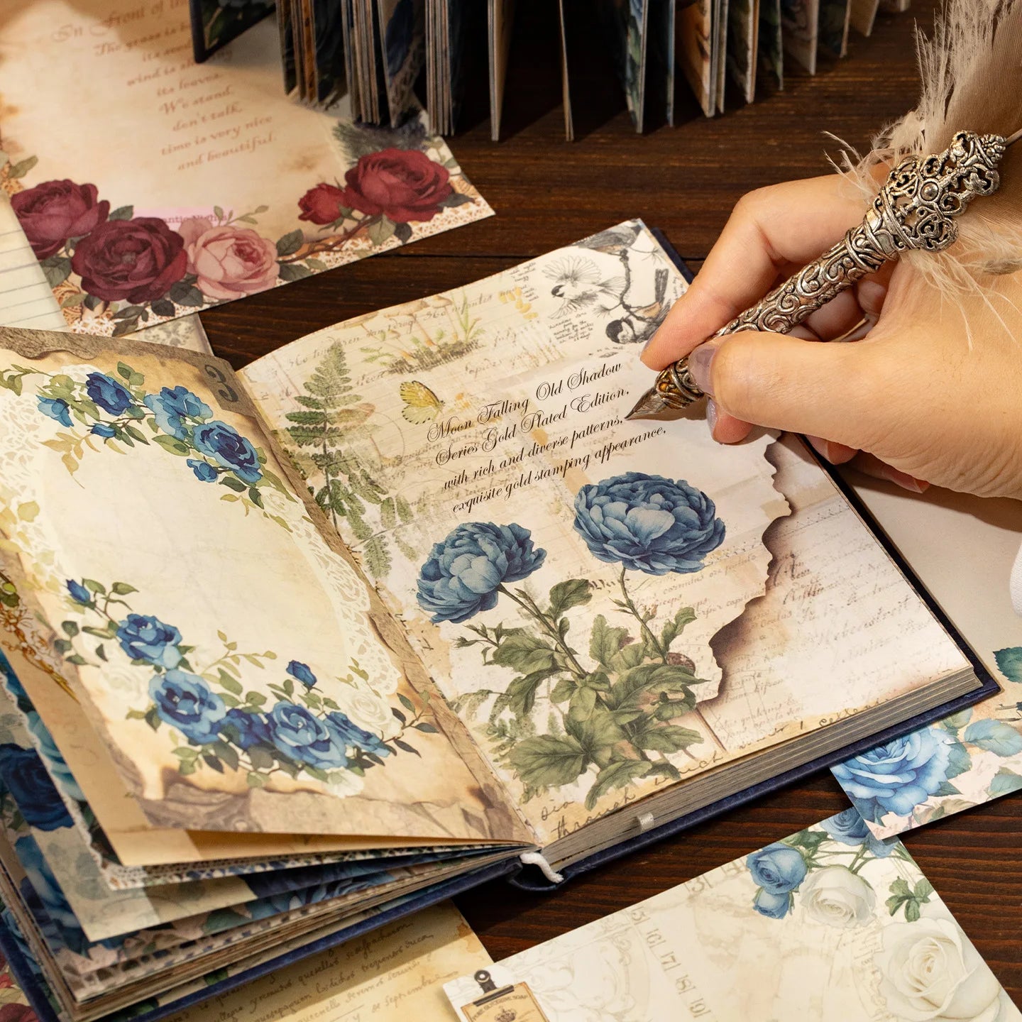 TIANZI 192Pcs Vintage Diary Album Background Paper DIY Scrapbooking Junk Journal Stationery Supplies Colored Decoration Material Qme
