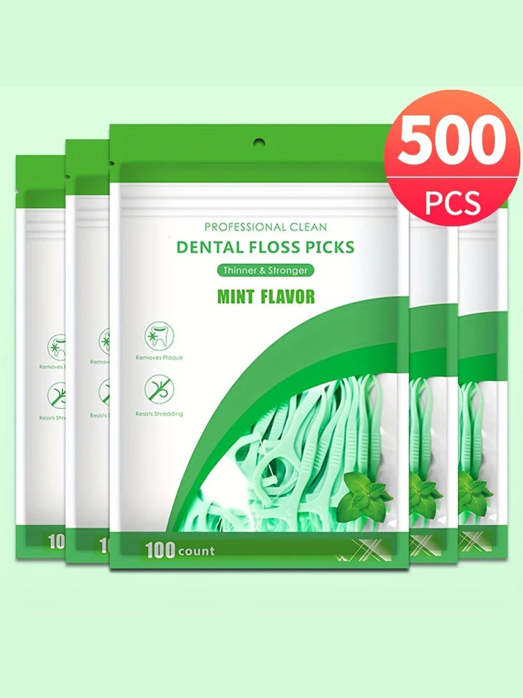500/300/100pcs ultra-fine mint flavored toothpicks, safe high-end toothpick sticks, plastic toothpicks Qme 500PCS