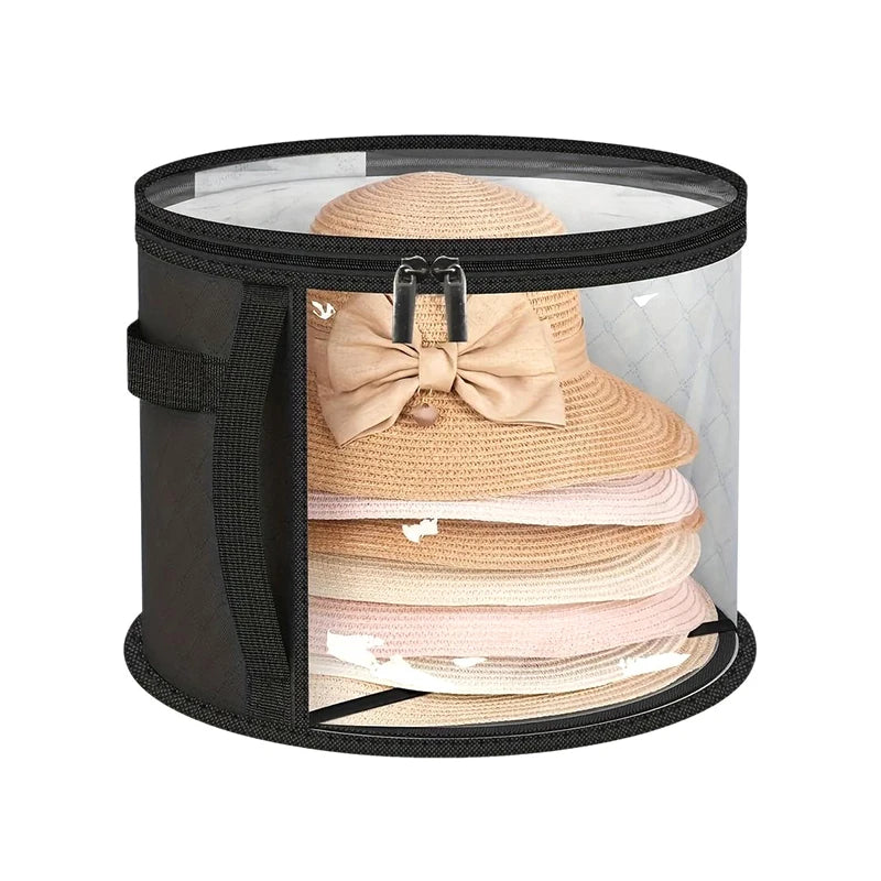 Bucket Clothes Organizers Zippered Lid Travel Bags Hat Storage Box Qme