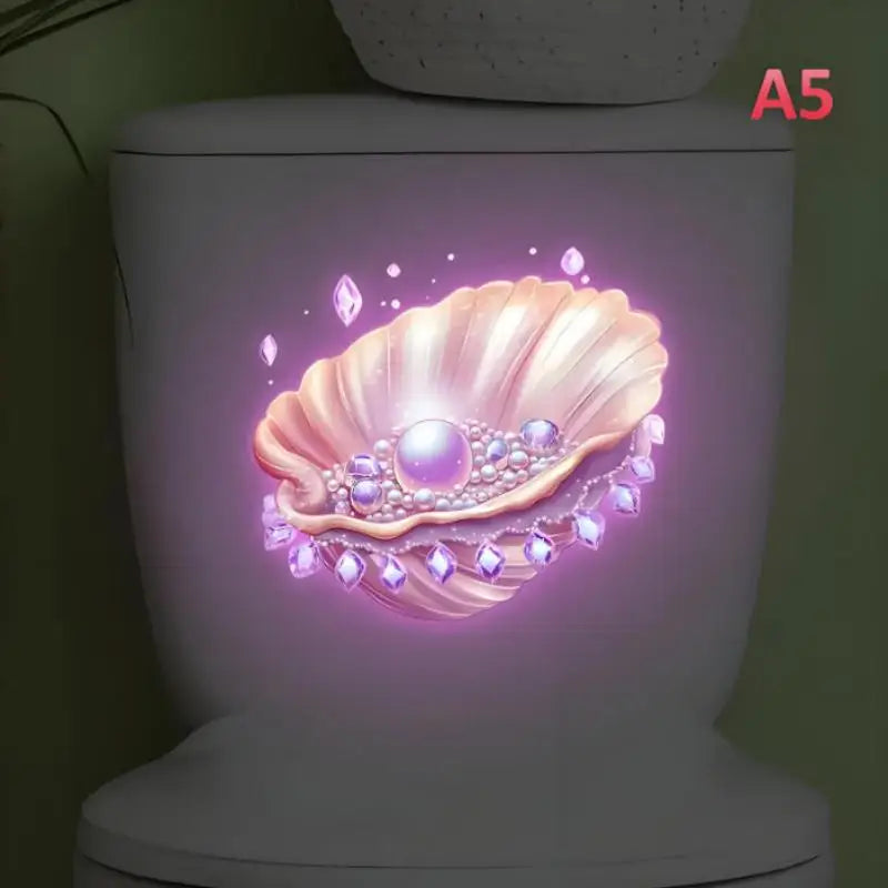 Luminous Toilet Sticker Night Light Lotus Wall Decal Seat Cover Qme A5