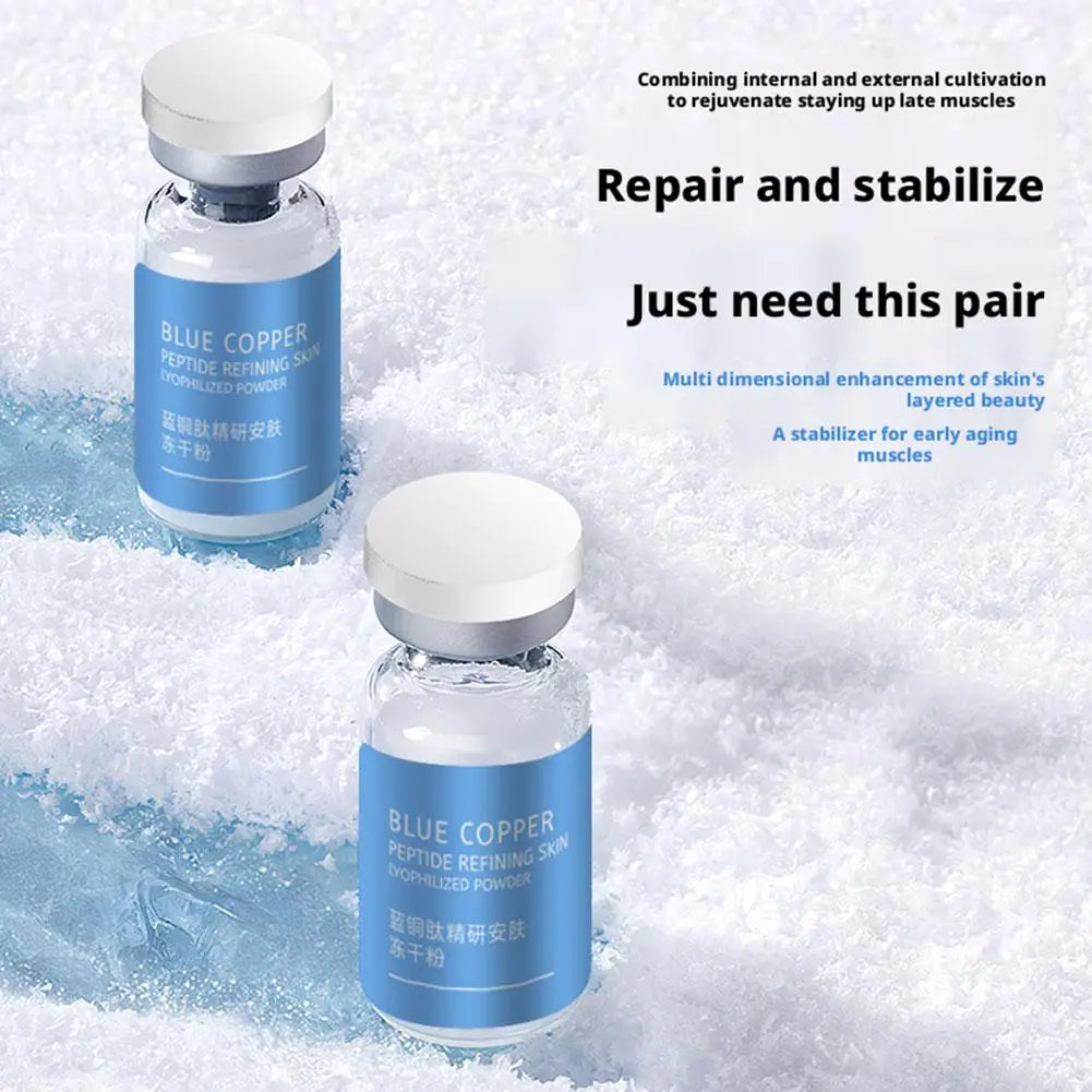 Blue Copper Peptide Freeze-dried Powder Kit For Face, DIY Copper Peptides Serum Moisturizing Smooth Dry Skin Firming Hydrating Qme