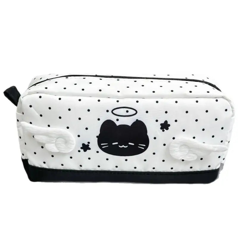Cute Cartoon Angel Cat Printed Pencil Case Student Stationery Back Qme A2