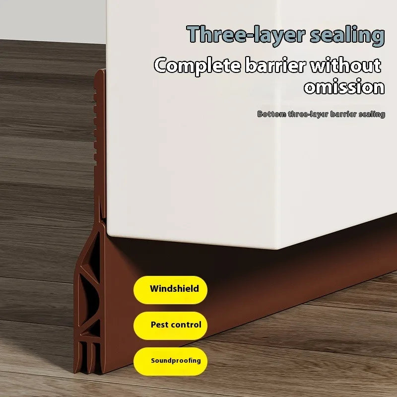 1M 50mm Height Door Bottom Gap Seal Strip Windproof Dustproof Soft TPE Self-adhesive Weather Strip Noise Reduction Sealing Strip Qme