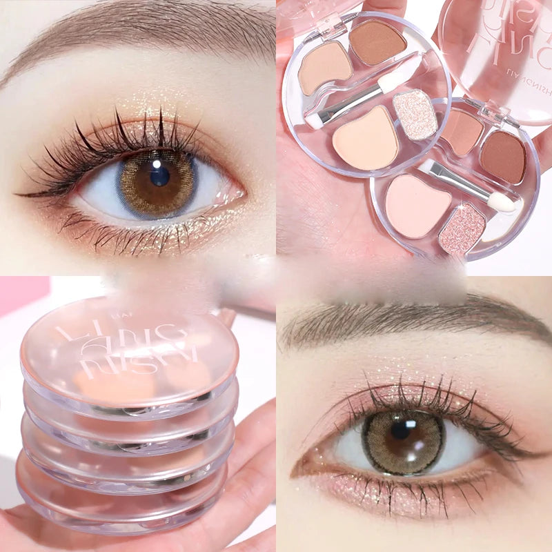 4-Color Eye Shadow Plate Waterproof Sweat Proof Various Colors Qme