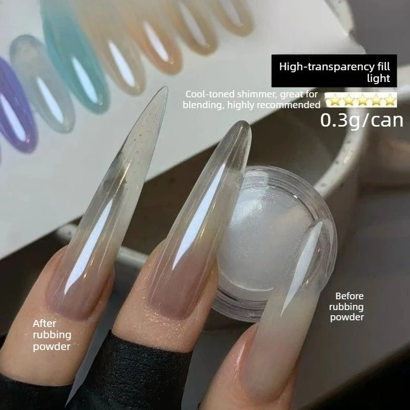 New 1pcNail Mirror Aurora Glitter Crystal Powder Bright Moonlight Pearl White Buffing Powder DIY Manicure Highlight Shimmer Dus Qme