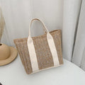 Handwoven Straw Shoulder Crossbody Bag Large Capacity Summer Women Qme White