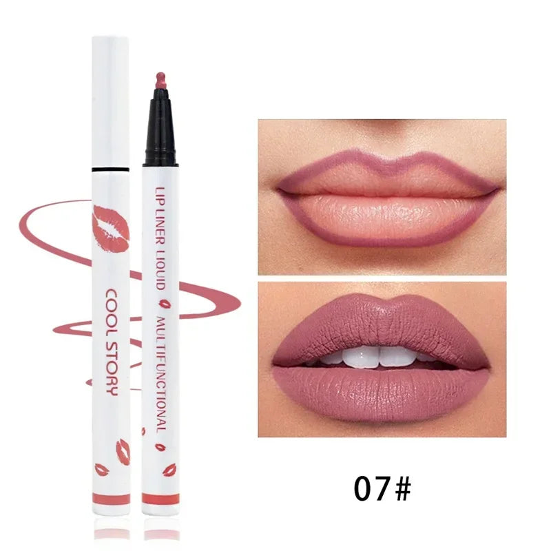 Matte Soft Lip Liner Liquid Lipliner Pencil Long Lasting Lips Cosmetic Tool Stick Quick Drying Smudge Proof Natural Lipstick Pen Qme 07