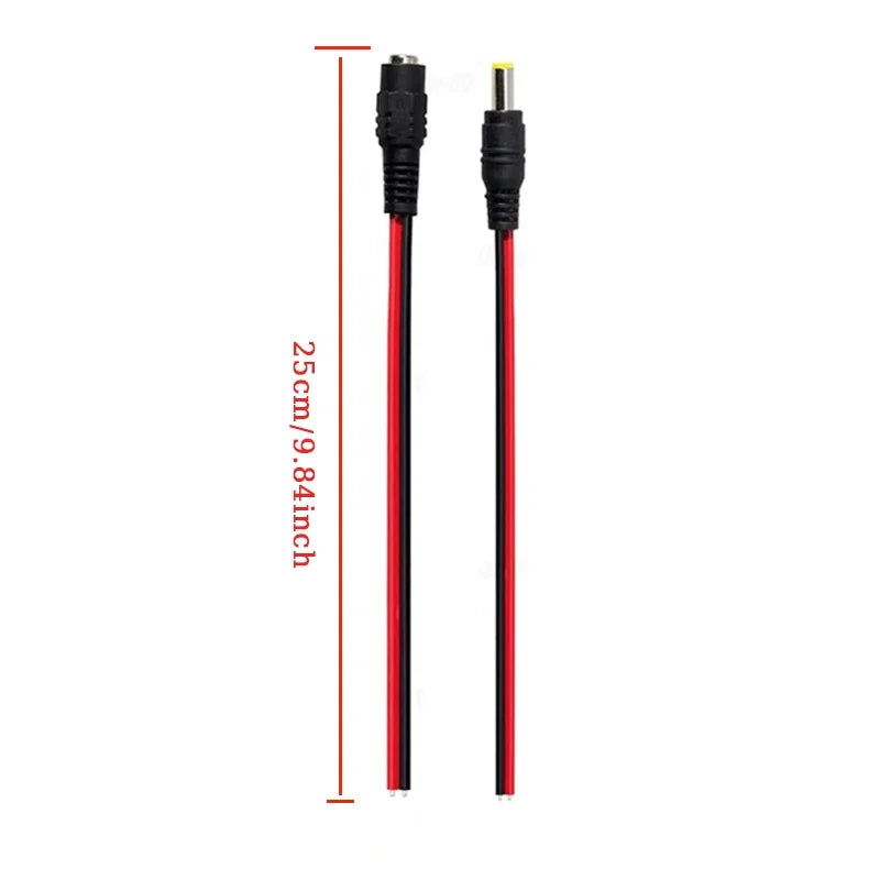 50pcs Male Female Plug 12V DC Power Pigtail Cable Jack for CCTV Camera Connector Tail Extension DC Wire Adapter 5.5 X 2.1mm Qme