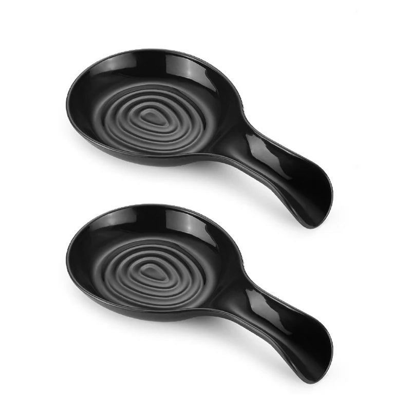 Spoon Rest Large Ceramic Holder Heat-resistant Cooking Coffee Qme Black