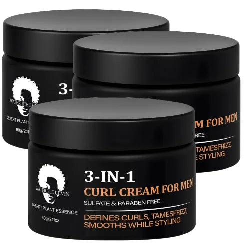 3-in-1 Curl Cream for Men, Sulfate & Paraben Free, Defines Curls & Tames Frizz, Smooth Styling Cream. Qme Shine Enhancing