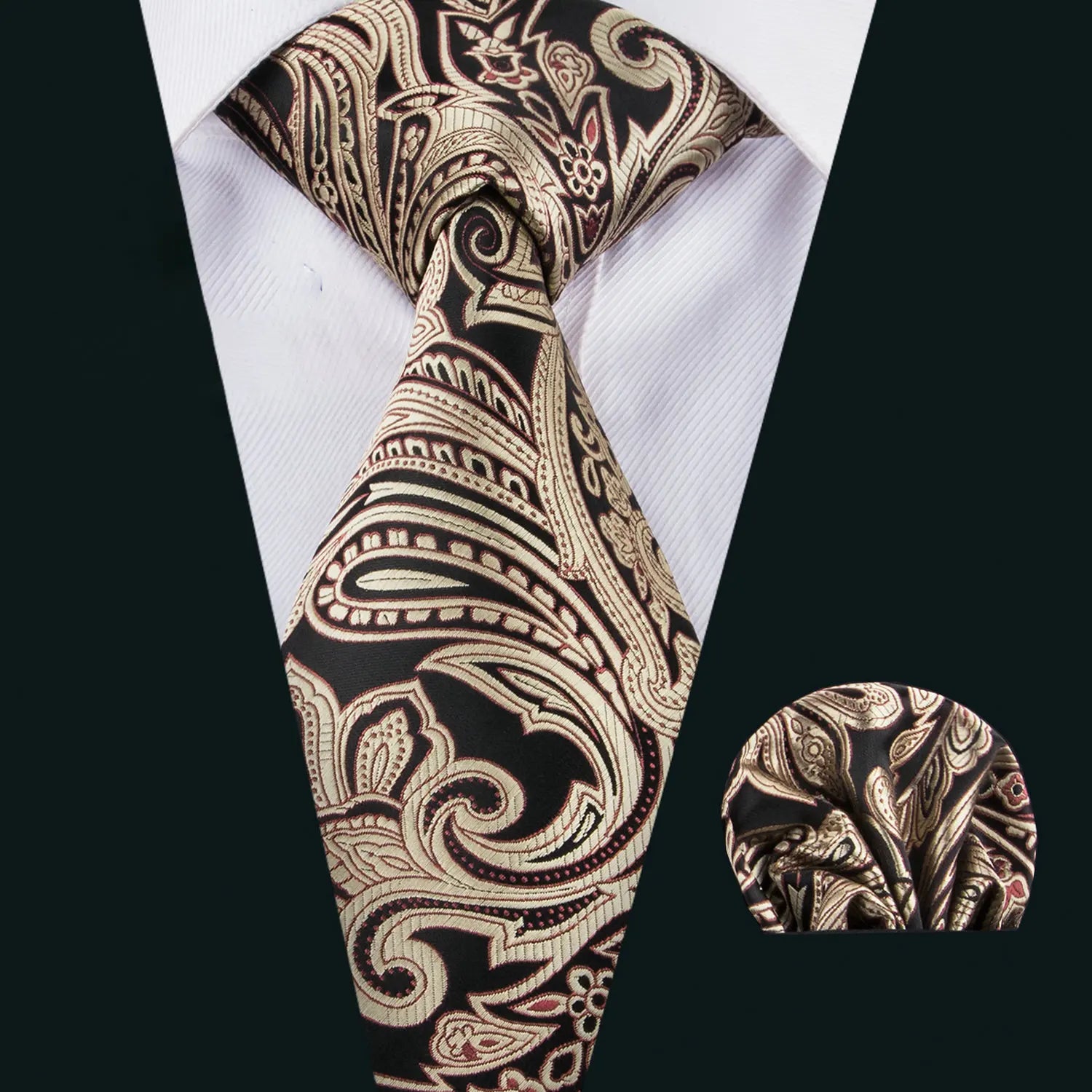 White Yellow Classic Men Necktie Pocket Square Formal Silk Wedding Qme HT-N-1621
