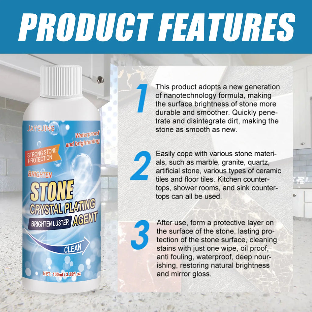 Stone Crystal Plating Agent Stonework Polishing Coating Marble Quartz Tile Anti-Corrosion Scratches Repair Stone Stain Remover Qme