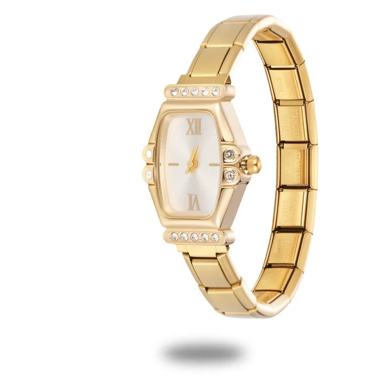2025New Fit Width Italian Charm Square Zircon Elastic Watch Bracelets