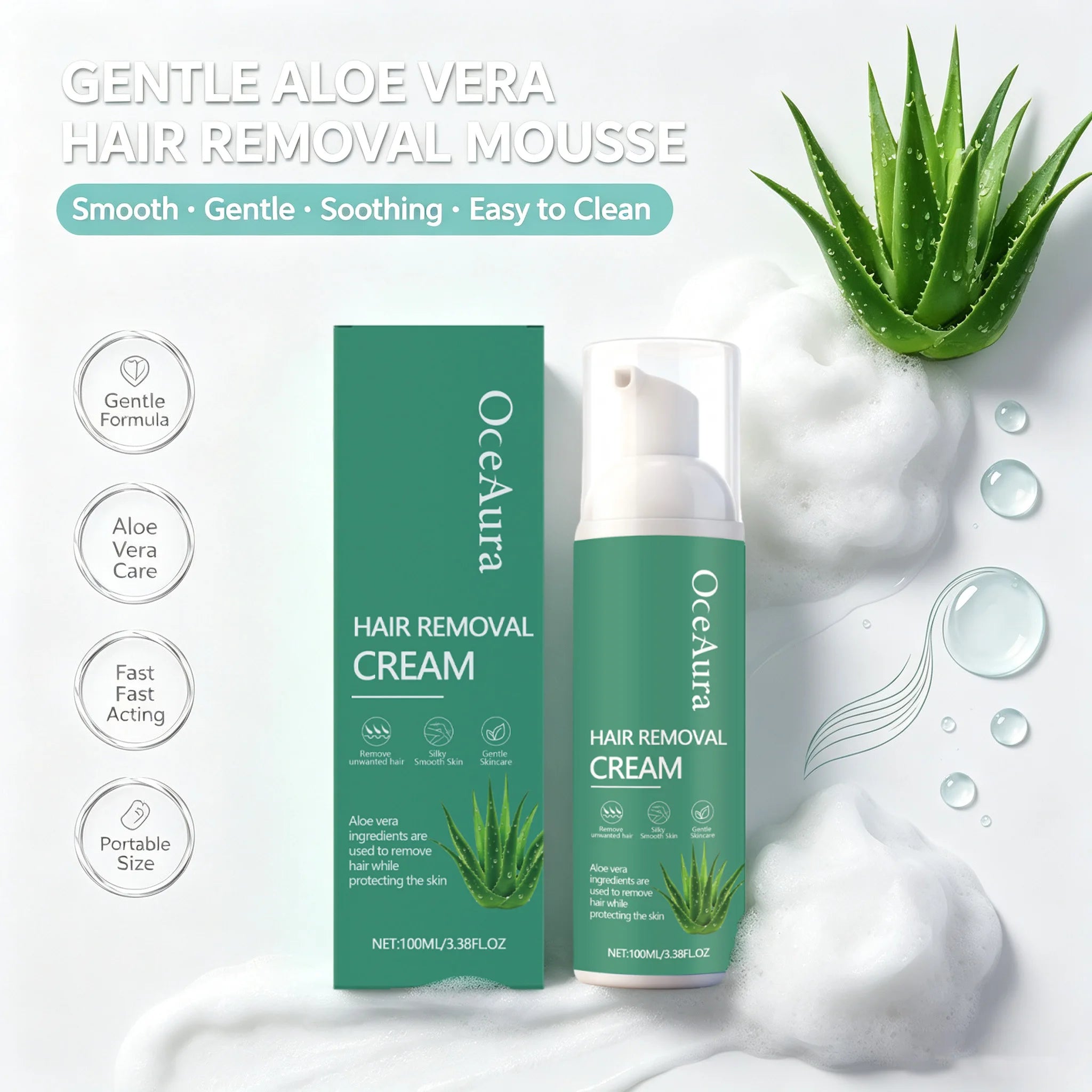 Aloe Vera Men's Hair Removal Mousse Painless Remove Hairs Refresh Smooth Soften Beard Depilatory Foam for Face Arms Legs Body Qme