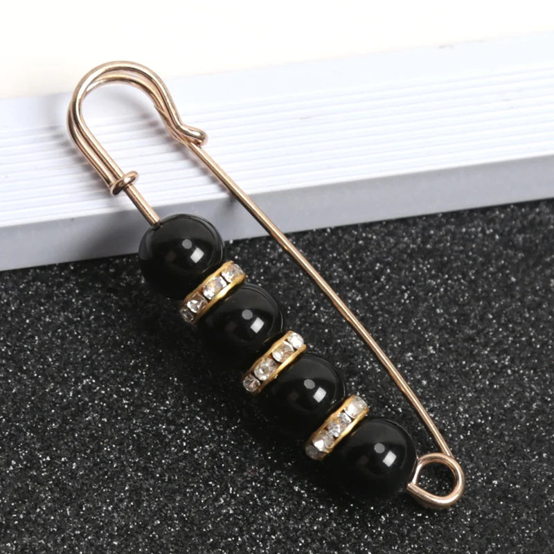 Women Fashion Pearl Brooch Waist Tighting Clip Safety Pin Sweater Qme