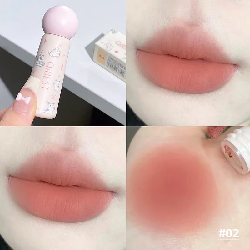 QIBEST Single Color Velvet Matte Mist Lip Gloss Waterproof Non-Stick Cup Lip Glaze Smudge Proof Not Fade Liquid Lipstick Makeup Qme 02