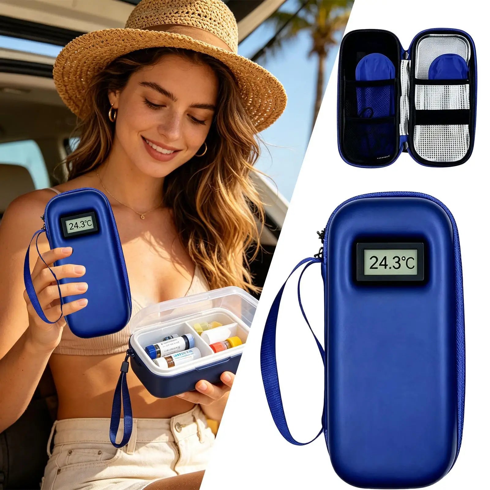 Cooler Travel Case Waterproof Container Temp Display Insulated Bag 2 Qme