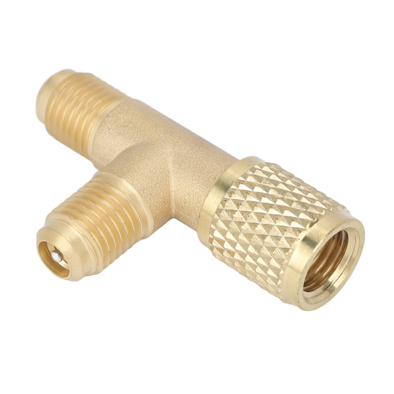 Quick Coupler Tee Adapter with Valve Core Brass 1/4in SAE Sturdy Structure for R22 R12 R134 Qme