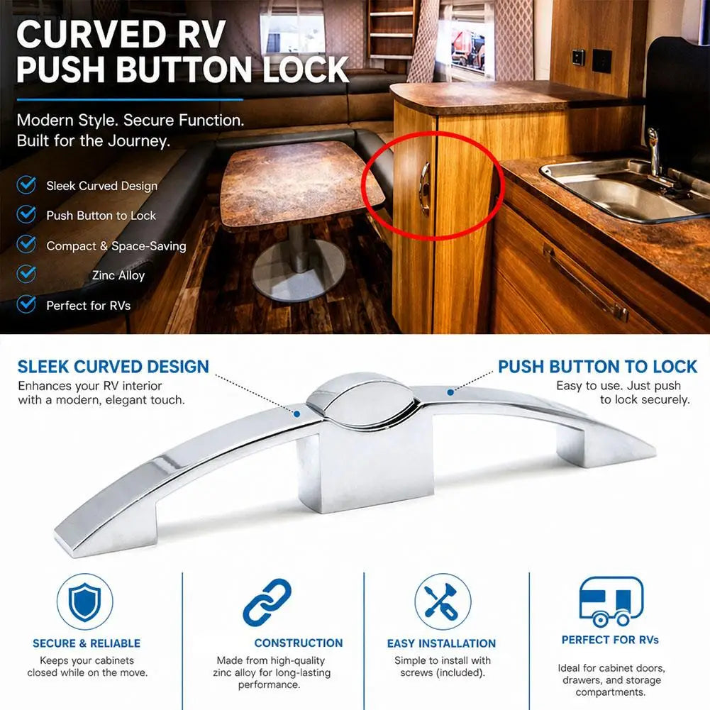 Auto Handle Push Button Drawer Latchs Cabinet Door Catch Keyless Cupboard Locks durable handle lock Camper Caravans Qme