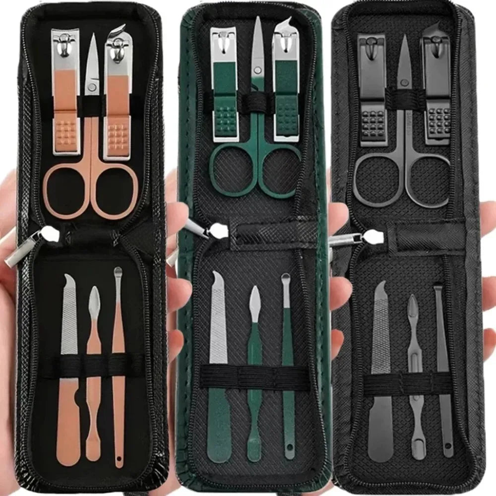 Green Black Stainless Steel Manicure Portable Nail Clippers File Qme