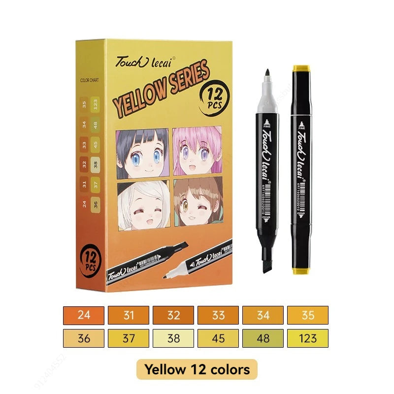 Alcohol Markers, Dual Brush Tip Permanent Art Markers, Coloring Marker, for Book Painting Card Making, Christmas gift Qme yellow series