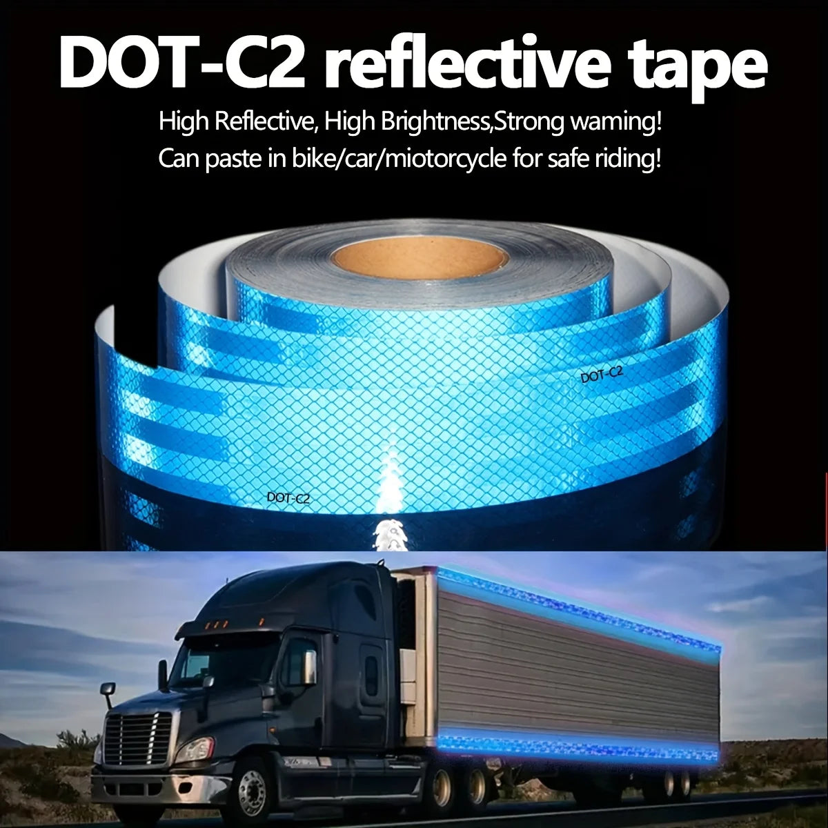 European Standard DOT blue reflective tape, warning safety stickers, floor installation, waterproof, adhesive, for truck, road Qme